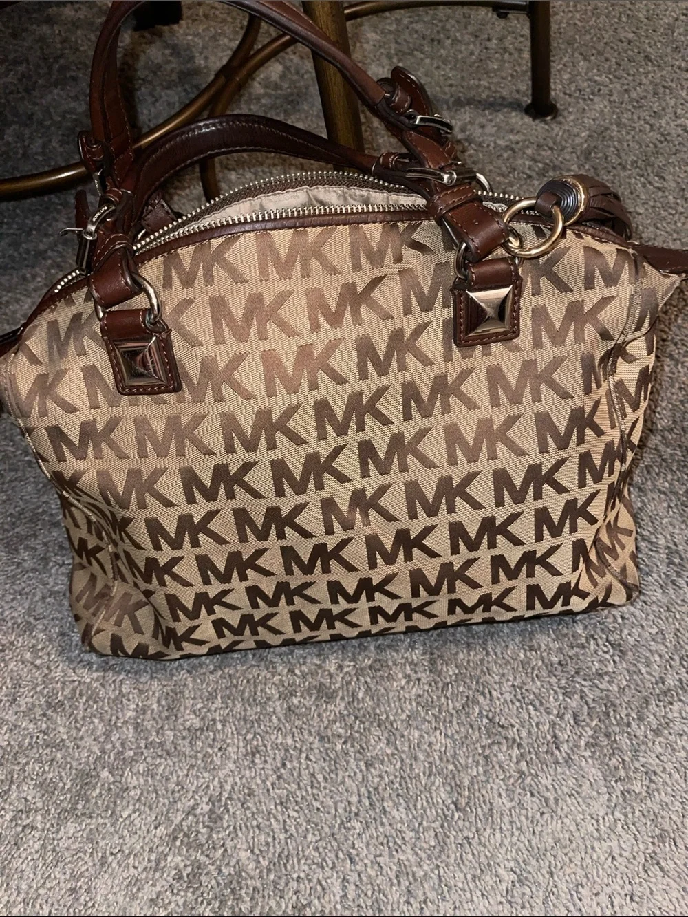 Michael Kors Brown MK Signature Logo Duffel Bag